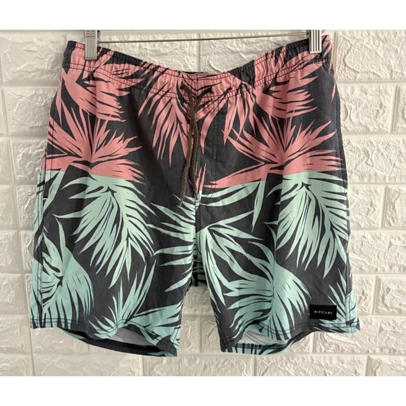 RIP CURL MENS BEACH SHORTS‎ SIZE MEDIUM FLORAL LAY DAYS BOARD BEACH SWIMWEAR - Picture 1 of 11